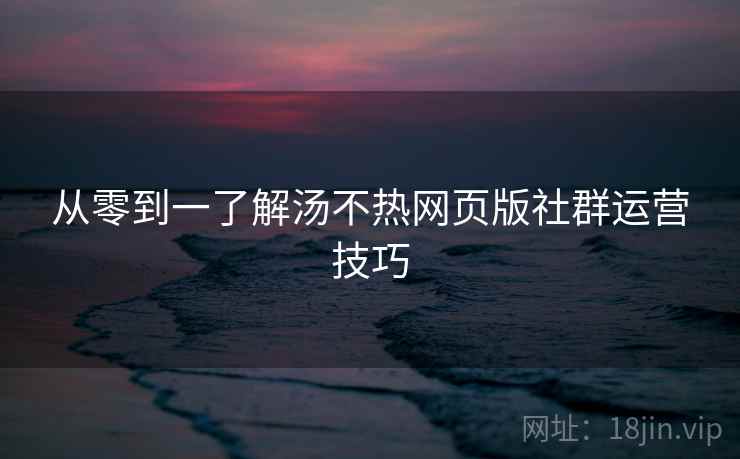 从零到一了解汤不热网页版社群运营技巧